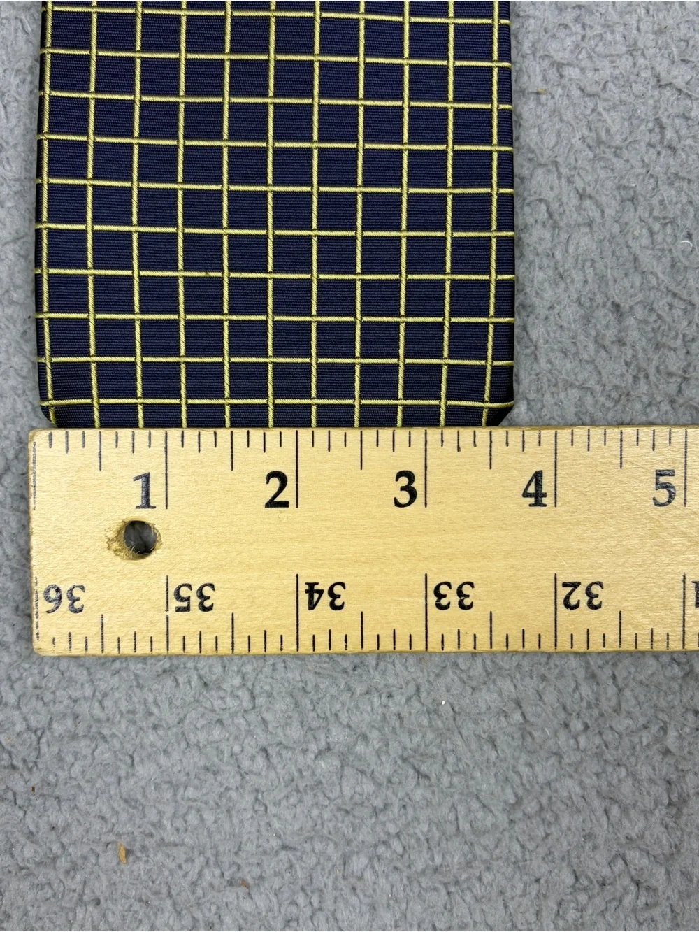 Brooks Brothers Makers Neck Tie Navy with Yellow Grid Silk Made in USA